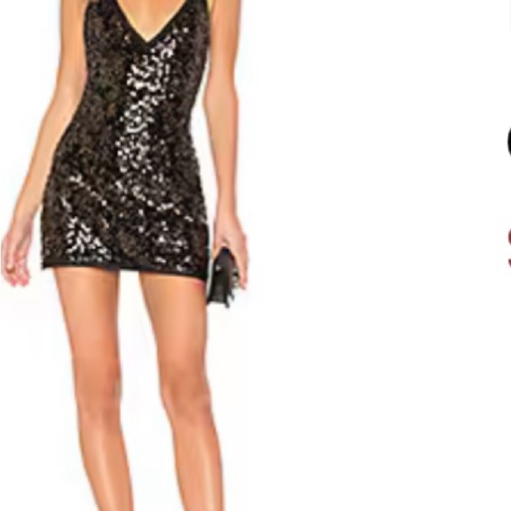 NBD Black & Gold Mini sequin dress size Medium NWT